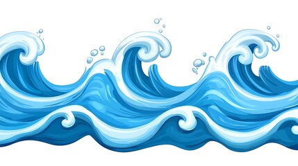 Stylized Ocean Waves Seamless Pattern Design