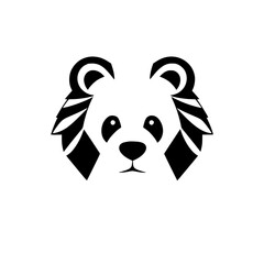 Adorable Panda Bear Face: Black and White Minimalist Animal Icon