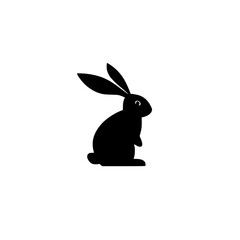 Black Rabbit Silhouette: Elegant Minimalist Vector Graphic