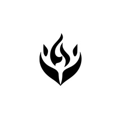Abstract Fire Flame Logo Design: Minimalist Black and White Vector Graphic