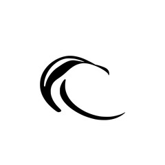 Obraz premium Abstract Wave Curve Design: Monochrome Vector Graphic, Minimalist Symbol, Elegant Line Art, Clean Shape Illustration