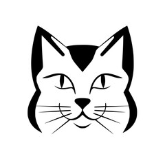 Adorable Cat Face: Black and White Pet Illustration - Perfect for Pet Lovers and Graphic Designers