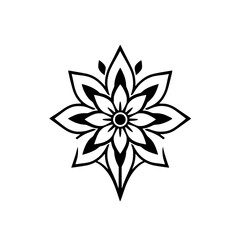 Elegant Black and White Floral Mandala Design: Geometric Pattern, Nature-Inspired Ornament, Perfect for Decoration, Vintage Style, Tattoo Art