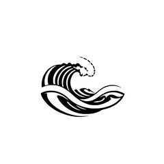 Abstract Ocean Wave: Black and White Vector Graphic.  A stylish illustration of a stylized wave, perfect for nature-themed designs and branding.