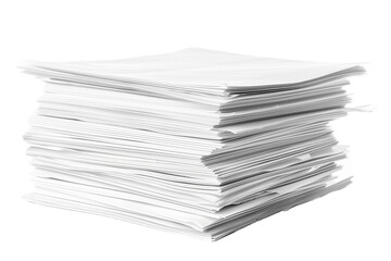 Stack of White Office Sheets Neatly Arranged on a Transparent Background for Various Organizational and Creative Uses