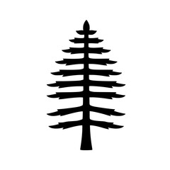 Black and White Silhouette of a Pine Tree: Simple Nature Graphic Design