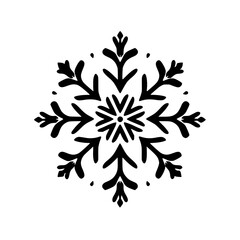 Elegant Black Snowflake: Winter Holiday Symbol, Nature Inspired Graphic Design
