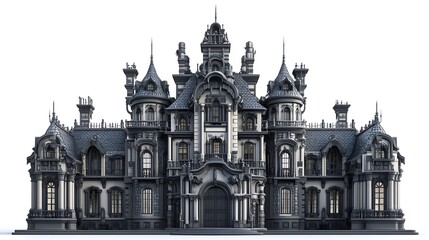 Beautiful and magnificent 3D cartoon palace, on a white background, generative AI