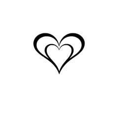 Double Heart Design: Minimalist Black and White Vector Graphic. Perfect for Valentine's Day, wedding invitations, or romantic projects.