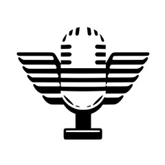 Vintage Microphone with Wings: Retro Podcast, Music, Radio, and Broadcast Design