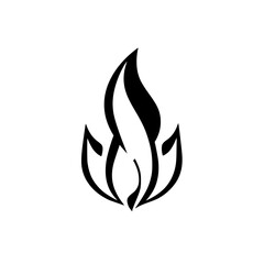 Abstract Black and White Flame Logo Design: Minimalist Fire Symbol Icon