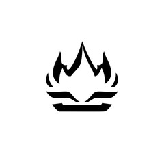 Abstract Fire Crown Logo: Minimalist Black and White Vector Graphic Design