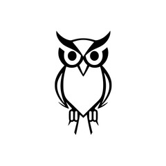 Geometric Owl: Minimalist Black and White Bird Vector Design. Perfect for logos, illustrations, and graphic designs. Simple, elegant, and symbolic.