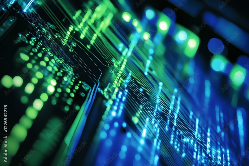 Poster semi abstract blues and accents of bright green, third-party cyberattacks exploit supplier access to