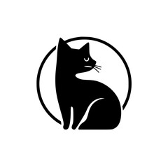 Elegant Black Cat Silhouette: Minimalist Pet Logo Design