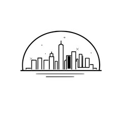 Fototapeta premium Minimalist City Skyline: A Geometric Urban Landscape Illustration