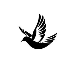 Majestic Bird in Flight: A Black and White Symbol of Peace and Freedom