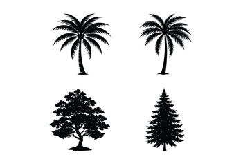 Obraz premium palm tree silhouette illustration on white background 