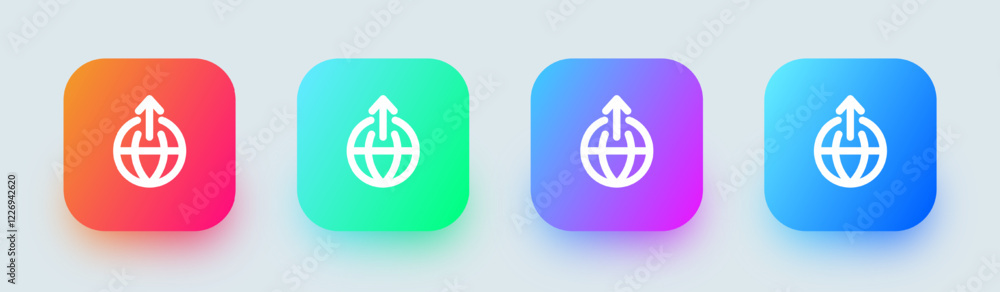 Poster publish line icon in square gradient colors. upload signs vector illustration.