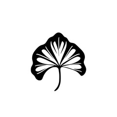 Ginkgo Biloba Leaf: Elegant Black and White Botanical Illustration.  Simple, Minimalist Nature Design, Perfect for Graphic, Floral, and Botanical Projects.