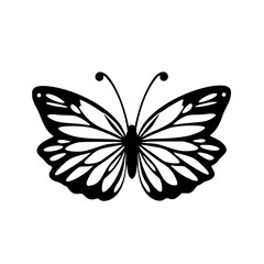 Elegant Black and White Butterfly: Nature Inspired Graphic Design, Vector Illustration, Insect Silhouette