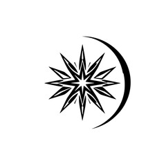 Abstract Star and Crescent Moon Design: Minimalist Geometric Vector Graphic