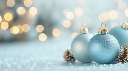 Soft Blue Abstract Background with Christmas Characters