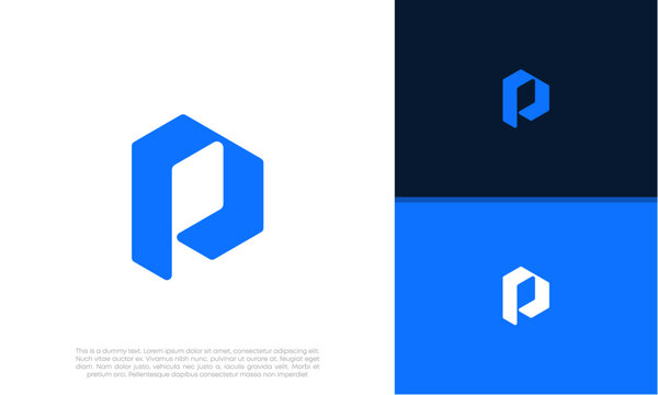 Initials P logo design. Initial Letter Logo. Innovative high tech logo template.	
