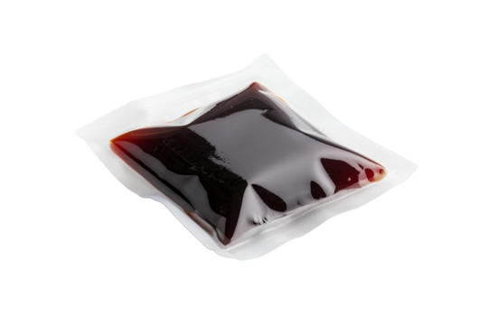 Single-use Soy Sauce Packet Isolated on a White Background Perfect for Takeout Dining Experiences