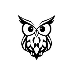 Geometric Owl: Black and White Vector Illustration. Perfect for logo, symbol, or graphic design. Simple, minimalist, and cute design.