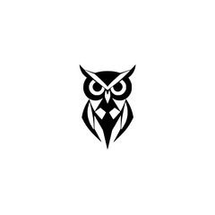Geometric Owl: Black and White Abstract Bird Design. Minimalist Animal Vector Graphic, Perfect for Logo or Symbol