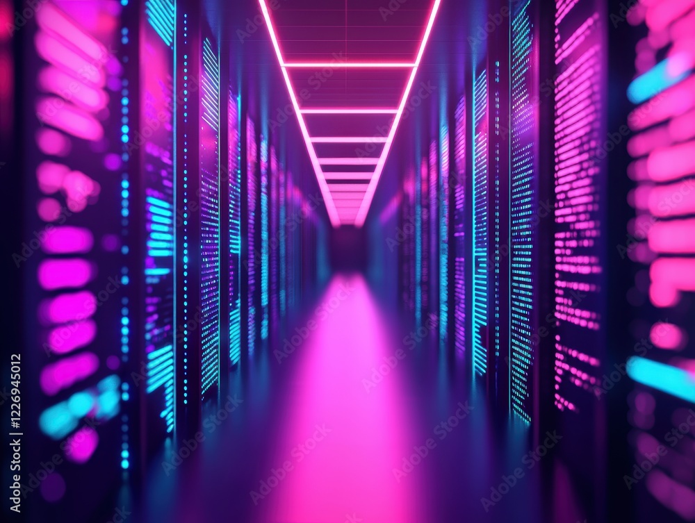 Poster a futuristic control hub glowing with radiant holographic visuals and dynamic pathways, symbolizing 