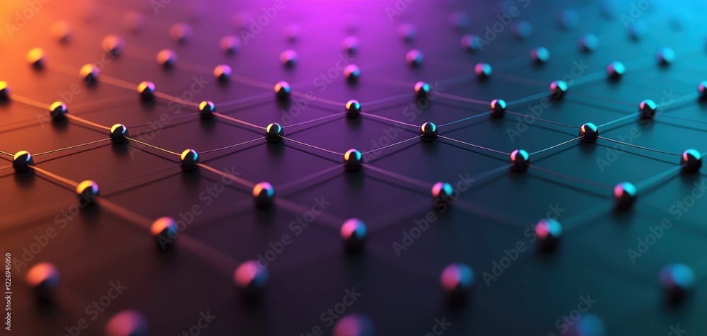 Poster a futuristic data hub with glowing digital nodes and neon connections, symbolizing a high-tech netwo