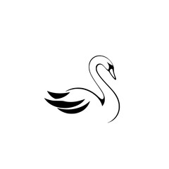 Elegant Swan: Minimalist Bird Vector Graphic, Nature Wildlife Logo Design
