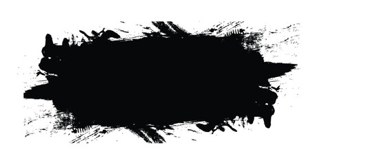 Black Grunge texture. Artistic texture of ink brush strokes, Isolated ink splashes and drops. Ink Splashes.