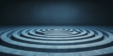 A minimalist design featuring concentric circles on a flat surface, evoking a sense of depth and tranquility against a dark background.