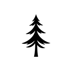 Elegant Black Pine Tree Silhouette: Nature Icon, Winter Symbol, Minimalist Design