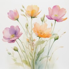 tarjeta de invitaci&oacute;n. flores estilo acuarela