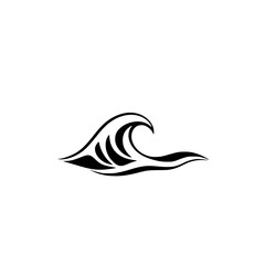 Abstract Ocean Wave: A Black and White Vector Illustration of a stylized wave, perfect for nature, ocean, and water-themed designs.