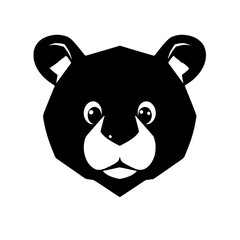 Adorable Black Bear Cub: Geometric Wildlife Art, Nature Illustration, Cute Cartoon Animal Face