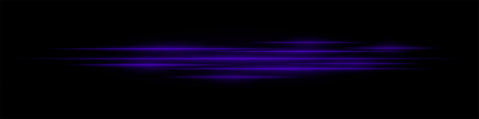 Realistic purple light streaks with motion blur on a black background. Futuristic energy beams, speed effect, neon glow, sci-fi cyber design.
