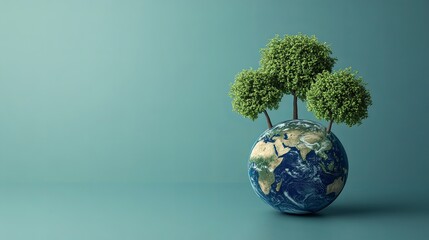 A minimalist representation of the Earth with trees sprouting from the continents. picture
