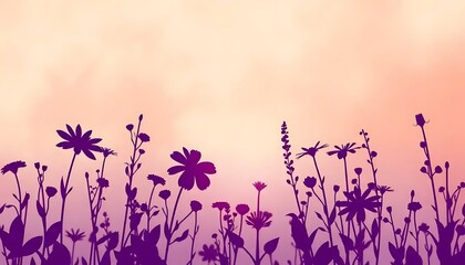 Silhouettes of wildflowers against a sunset sky