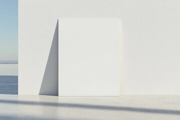 sleek and modern blank a4 flyer displayed flat against monochrome surface with soft lighting and clean shadows