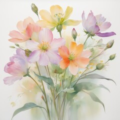 tarjeta de invitaci&oacute;n. flores estilo acuarela