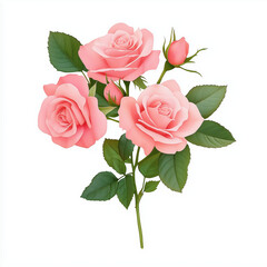 Naklejka premium A bouquet of roses, romantic Valentine’s Day flowers, watercolor painting, soft pastel tones, isolated on white background