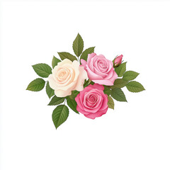 A bouquet of roses, romantic Valentine’s Day flowers, watercolor painting, soft pastel tones, isolated on white background