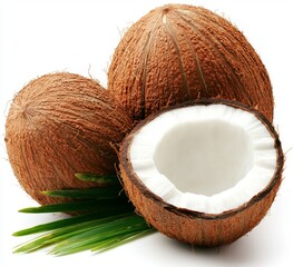 half coconut isolated on a white background with a clipping path