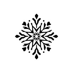 Elegant Black Snowflake Design: Geometric Winter Pattern, Mandala, Holiday Symbol, Christmas Icon, Vector Graphic