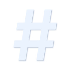 Fototapeta premium # number sign in light blue color with soft shadow on transparent background